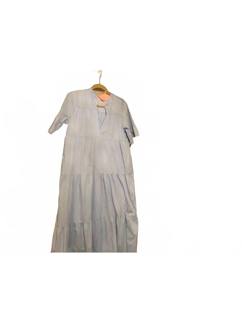 Mimosa Light Blue Tiered Midi Dress, with pockets [COPY]